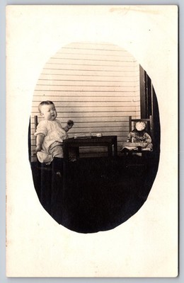 Goldie Evelyn Elliott Toddler Tea Party With Doll Porch Eugene Oregon RPPC
