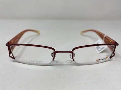 Eschenbach Crush 850030 50 48-19-130 Red/Orange Half Rim Eyeglasses Frame XX36