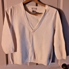 White Stag Women's Sz L White Long Sleeve Pullover Lightweight Sweater