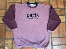 Vintage Sweater Womens Small Paris Sport Club Colorblock Sweatshirt Embroidered