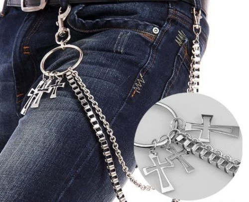 Pants Chain Fashion Dual Layers Cross Trousers Chain Jean Wallet Chain for  Men 