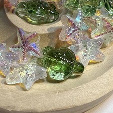 Starfish, Sea Turtle, Glass Bead Mix 25 Pcs.   Fr.     