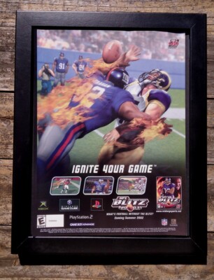 NFL Blitz 2003 Framed Print Ad/Poster Original MICHAEL STRAHAN Art PS2 Xbox GCN