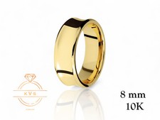 10K Yellow Gold 8mm Concave Wedding Band Ring - Comfort Fit Solid Gold Polished