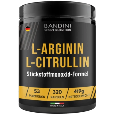 Bandini® L-Arginin + L-Citrullin 320 Kapseln (1100 mg pro Kapsel), Arginin + Cit