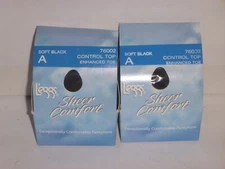 Leggs Sheer Comfort Control Top Pantyhose - Soft Black- Enhanced Toe - A 76002