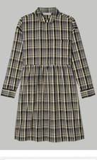 Everlane Field Dress- Brown/Blue Plaid Prairie Shirtdress, NWT, S  Oversized