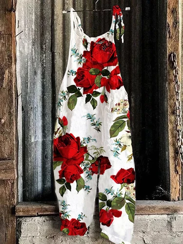Mono holgado boho de mujer talla grande mono verano retro peto pantalones harén DE - Imagen 11 de 73