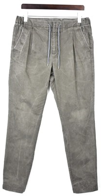SUITSUPPLY Ames Pleat Hose Herren UK 34 Reine Baumwolle Slim Fit Grün