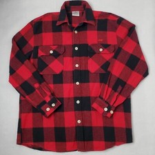 Rothco Flannel Shirt Mens XL Red Blk Buffalo Plaid Button Up Heavyweight Cotton