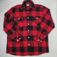 Rothco Flannel Shirt Mens XL Red Blk Buffalo Plaid Button Up Heavyweight Cotton 