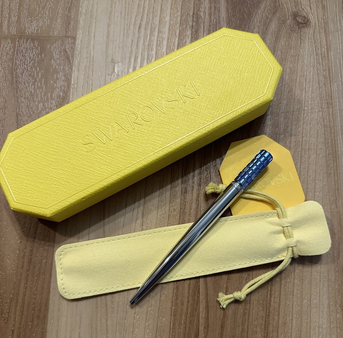 Swarovski Lucent Ballpoint Silver tone Blue Crystals Pen with