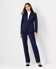 Ann Taylor "The Cutaway Blazer" in Sapphire Blue Double Knit, Size 14