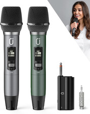 UHF Dual Wireless Microphone System for Karaoke with Rechargeable Receiver