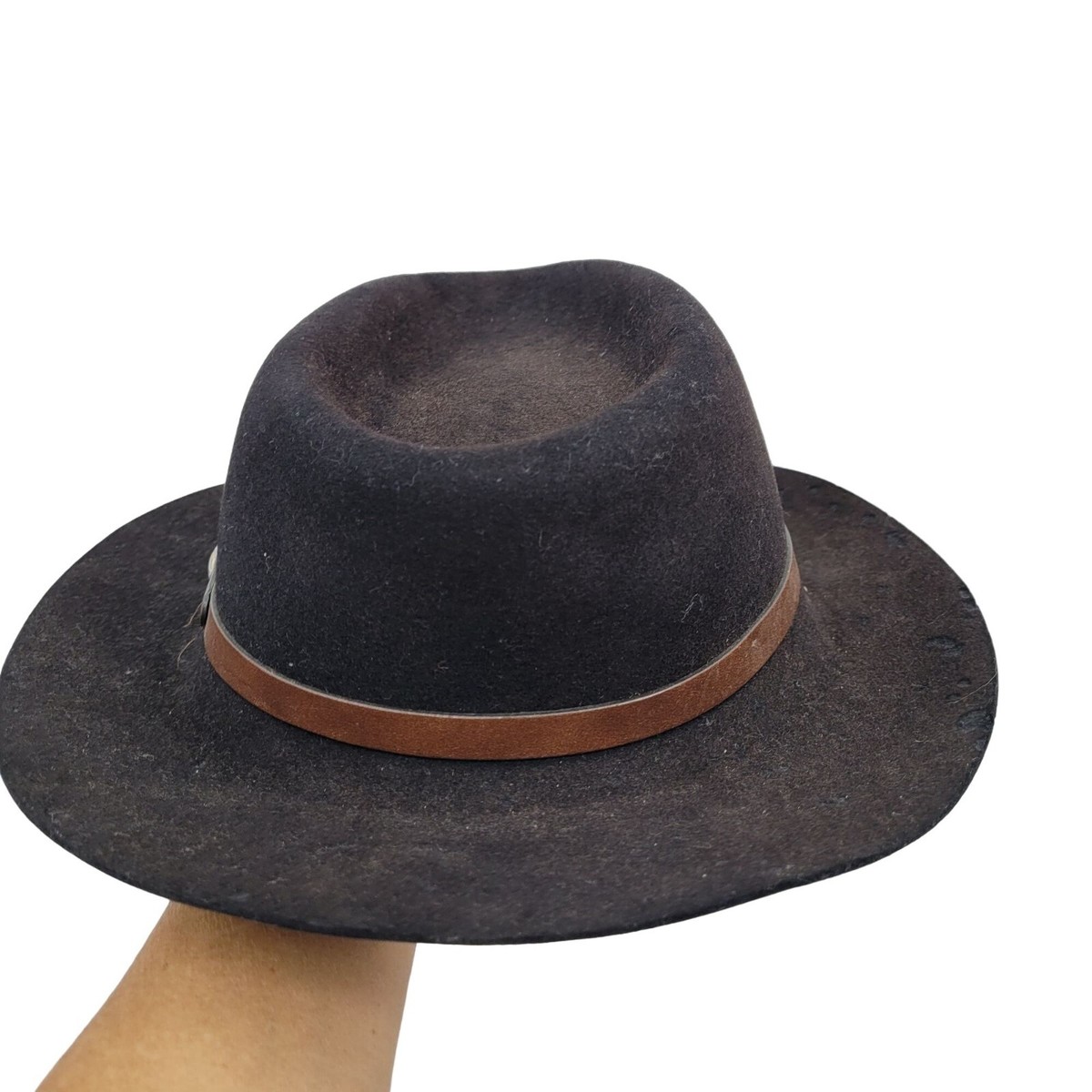 Vintage Magill Lee Cowboy Cowgirl‎ Hat S Black Fur Felt Pheasant Feather Fedora Miss Bierner Vintage Purple Wool Hat Black Feathers Veil  main image 4
