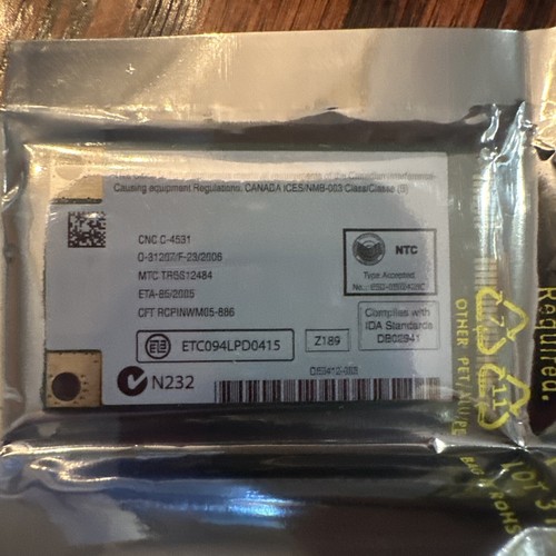 Dell Intel Wifi Card - ETC094LPD0415 Model: WM3945ABG TRSS12484 Wireless/ laptop