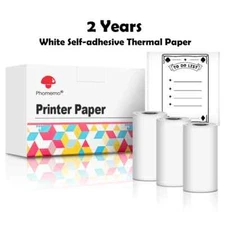 Self-Adhesive White Sticker 2-Year Thermal Paper 53mm for Phomemo T02 Printer