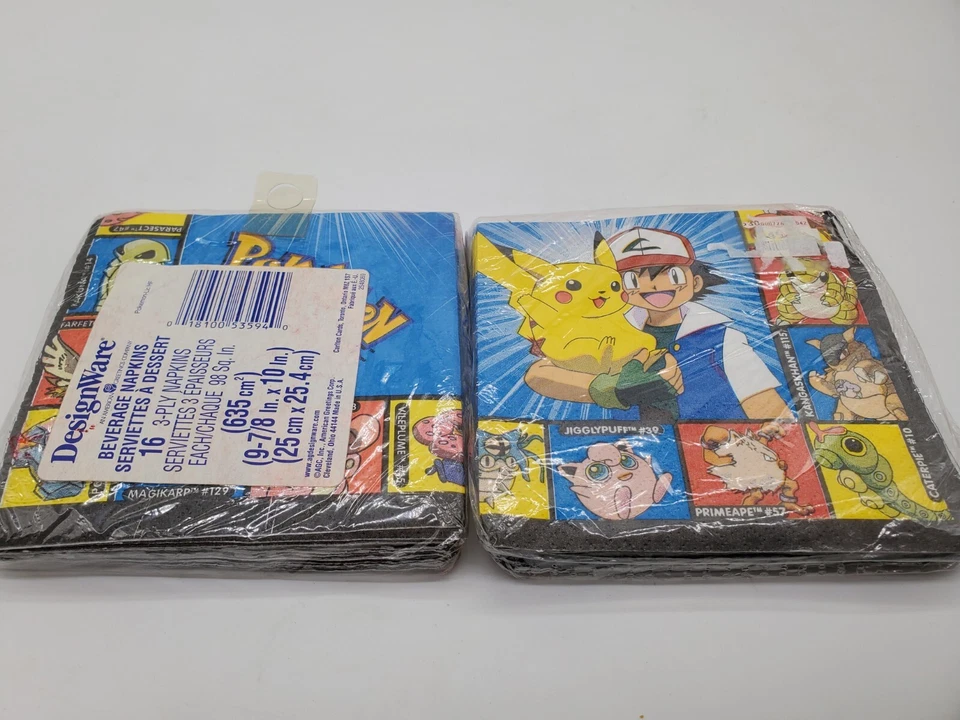 Pokemon Beverage Party Napkins by Designware Kanto Region 2 Packs of 16 Vintage - Image 3 of 3