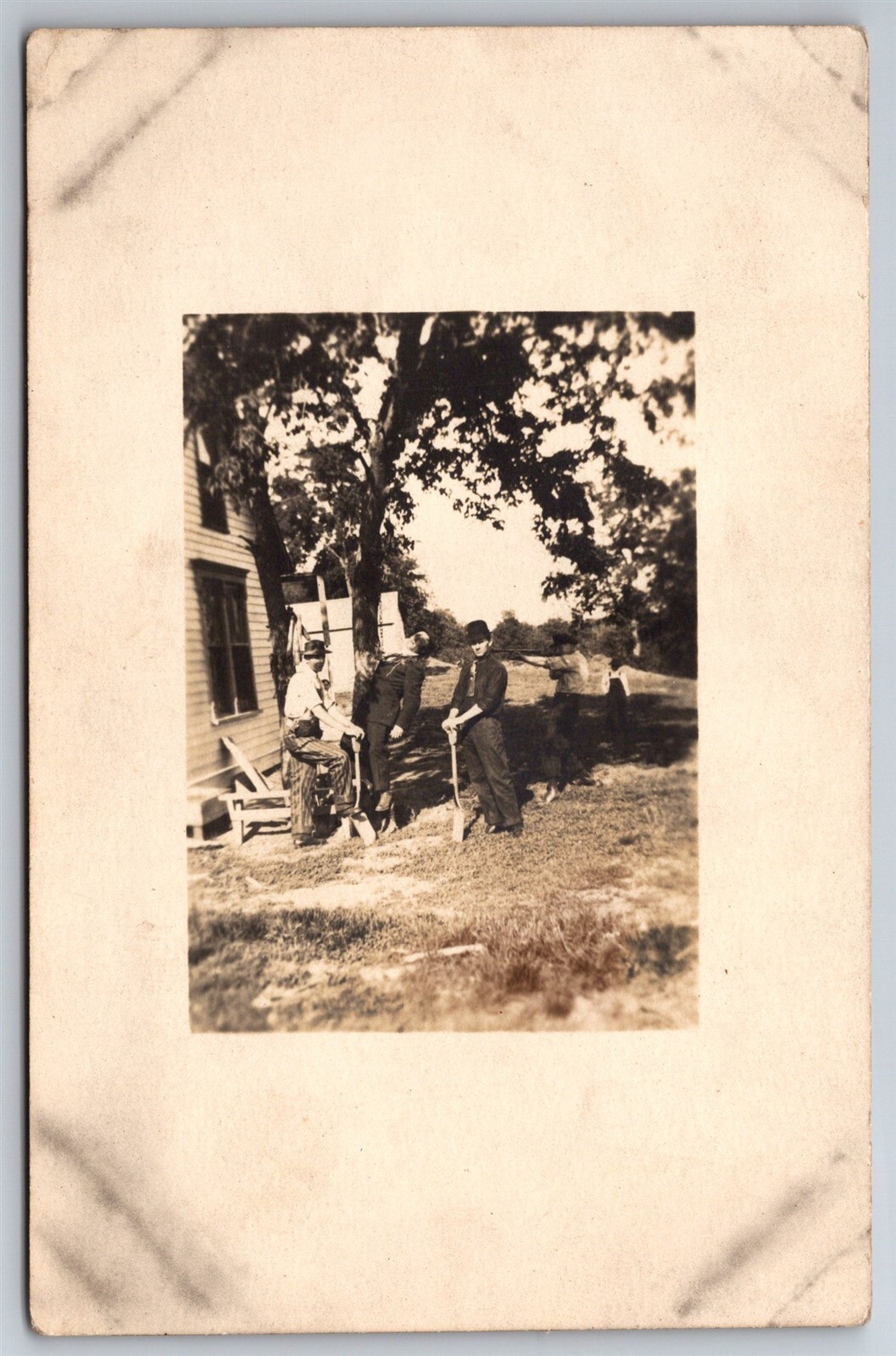 RPPC Clarence Stigen Yard Scene Shovels C1910s Real Photo Postcard AB18