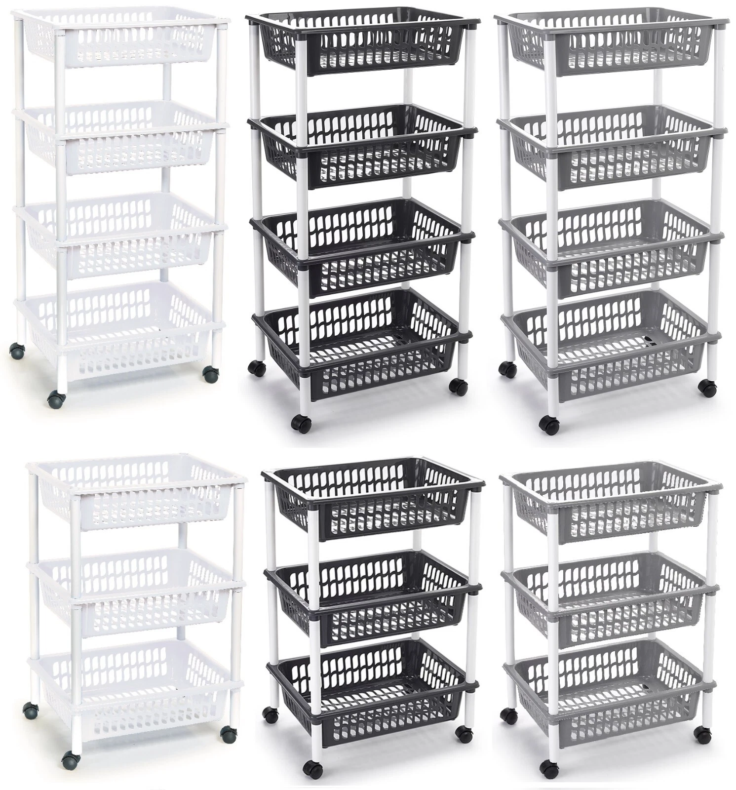 3 4 Tier Kitchen Storage Trolley on Wheels Fruit Vegetable Organiser Basket Cart
Opens in a new wind