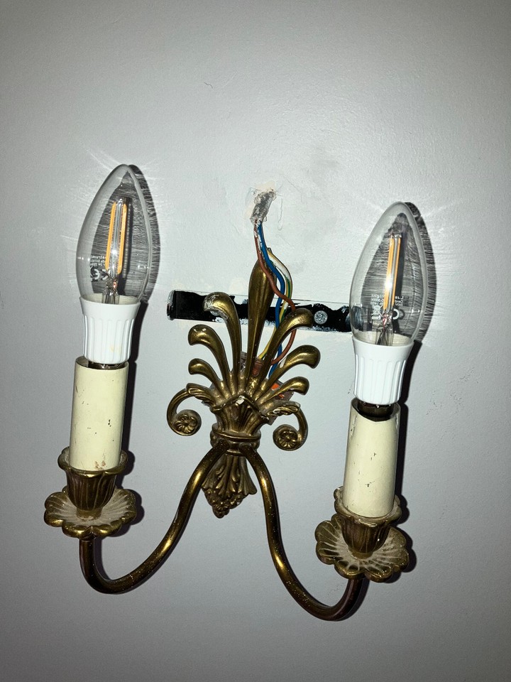 Pair of Vintage Brass Art Deco Style Brass Wall Light Sconces (4 of 4