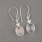 Heart Chakra Rose Quartz Stone 925 Sterling Silver New Dangling Earrings Jewelry