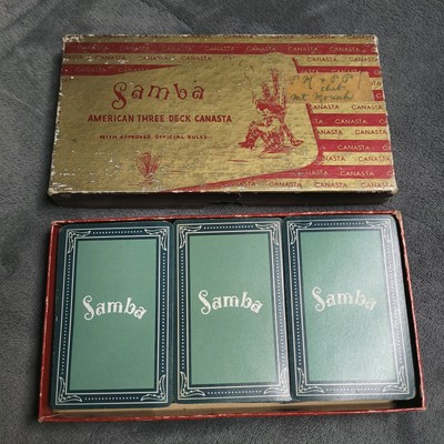 Vtg 50s Samba American Three Deck Canasta Card Game 1951