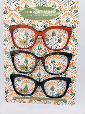 MaxStudio Designer Reading Glasses 3.00 NEW Eyeglasses