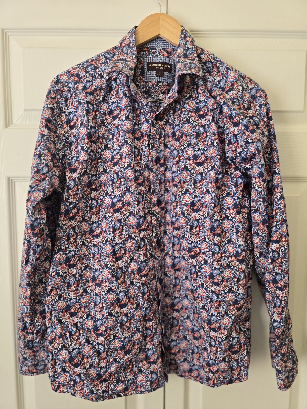 johnston & murphy floral mens dress shirt large long sleeve all cotton