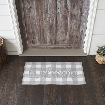 Annie Buffalo Check Grey Welcome Indoor/Outdoor Rug Rect 17x36 VHC Brands