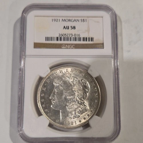 1921 Morgan Dollar NGC AU58 Silver $1 Philadelphia KM#110 Cert#2605273-016