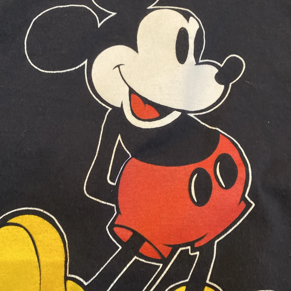 Camiseta De Colección Personaje Moda Mickey Mouse Negra Años 80 Puntada Única Dibujos Animados L Foto 4 de 4