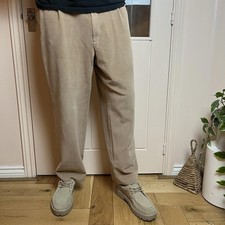Dustin Pleated Corduroy Trousers 37 x 30 Light Beige Cords Skater Loose Fit