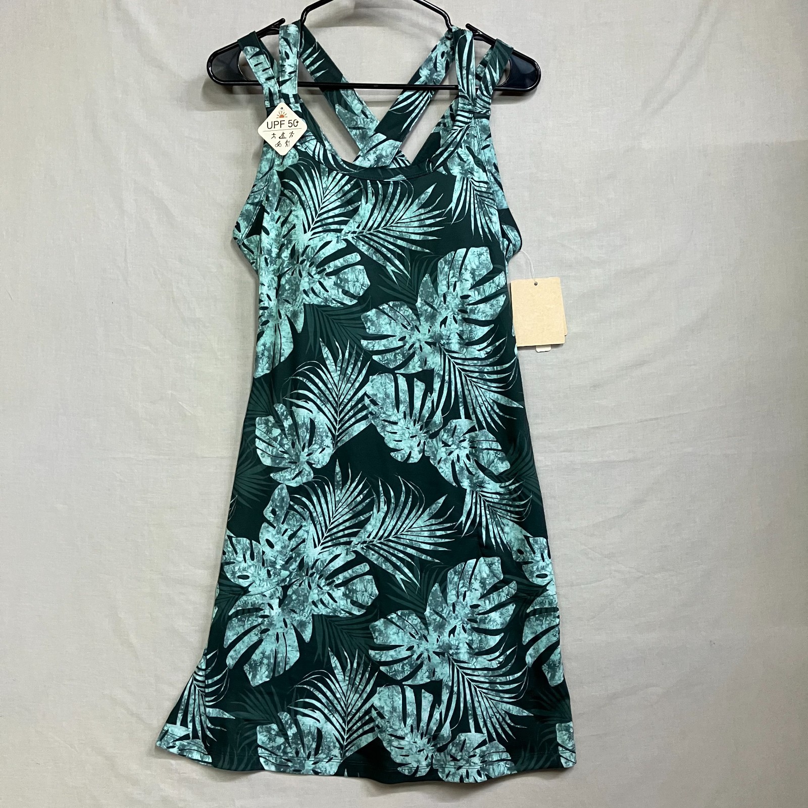 ZeroXposur Sundress Women Small Black & Green Floral UPF 50+ Stretch Sleeveless-image