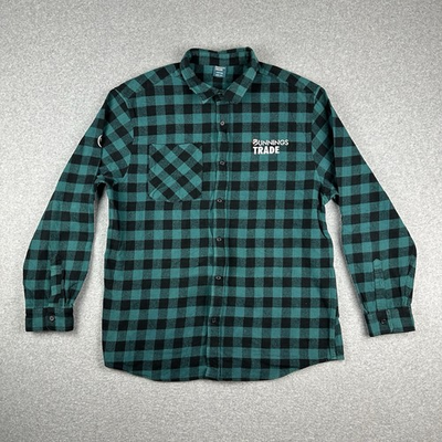 #ad #ad Bunnings Trade Men#x27;s Long Sleeve Flannel Shirt Size 3XL Green Tradie Work Wear AU $46.97
