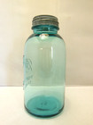 VINTAGE AQUA BLUE BALL PERFECT MASON HALF GALLON FRUIT JAR, NOS ZINC LID #QA — photo 3