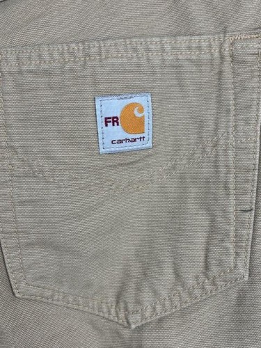 Carhartt Jeans Uomo 35x30 (35x31) Khaki FR Pantaloni Vestibilità Originale Resistente alla Fiamma - Foto 5 di 13