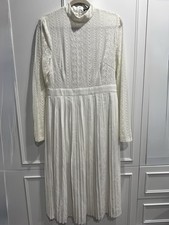 Pretty Little Thing Women’s 10 Midi Pleated Dress High Neck Line Long Sleeve