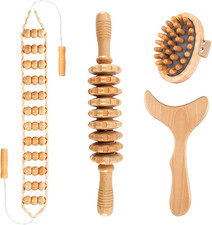 Herramientas de masaje de terapia de madera, masajeador de drenaje linfático 4 en 1 esculpido corporal para
