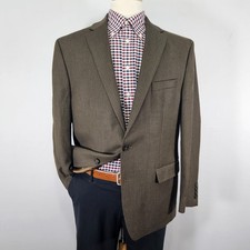 Chaps Men's Sport Coat Blazer Two Button Brown Polyester Rayon Spandex Size 44R
