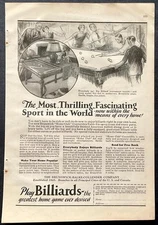 Brunswick Home Club Billiard Table 1926 print AD~Greatest Home Game Ever Devised