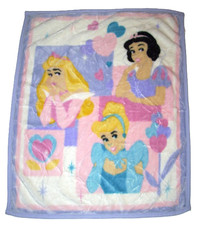 Disney Princess Plush Baby Toddler Blanket Snow White Cinderella Aurora Hearts