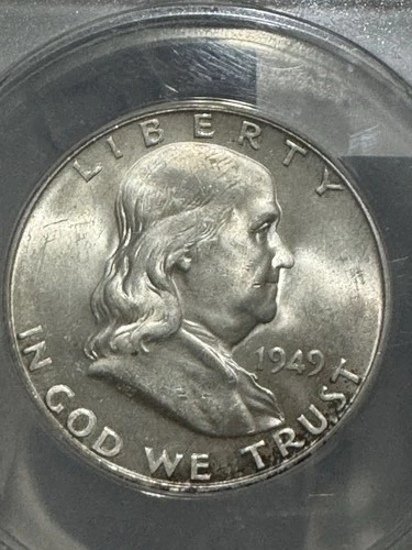 1949-s Franklin Half Dollar, Key Date, ANACS MS65, Free shipping