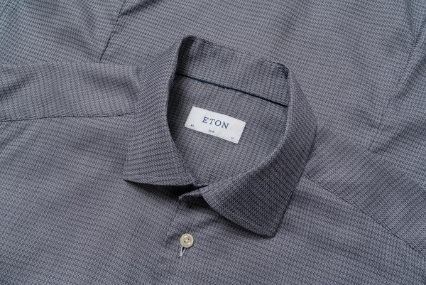 Men Eton Shirt Grey Cotton 42 / XL / 50 #31KU