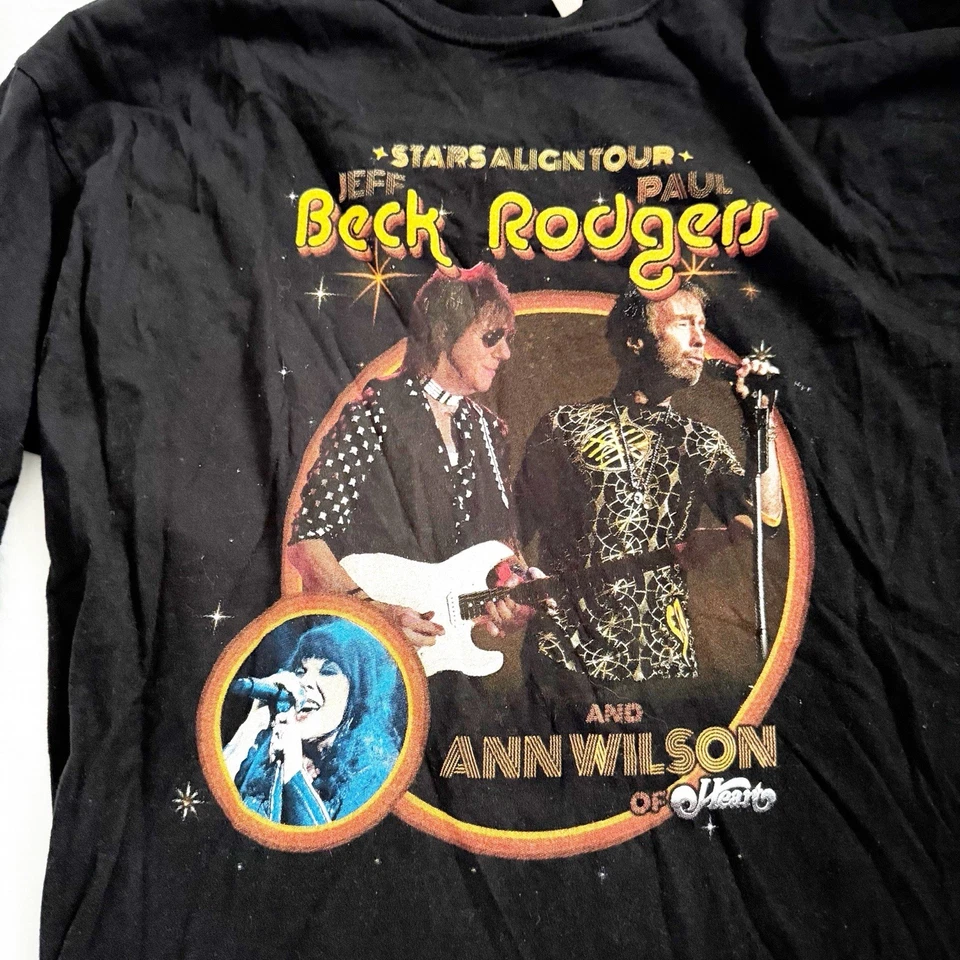 Camiseta Jeff Beck & Paul Roger Tour 2018 logotipo con mangas de terciopelo corte y costura sistema operativo Foto 2 de 4
