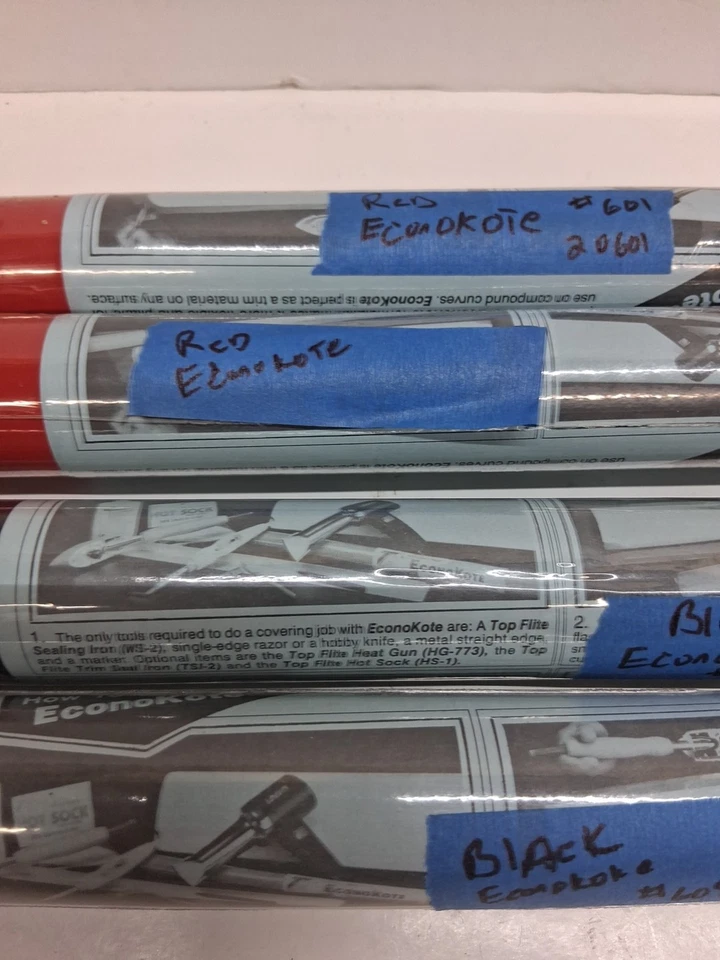 Top Flite EconoKote 4 Rolls 2 Red And 2 Black New Un Opened - Image 3 of 4