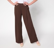 Susan Graver Women's Petite Pants PXL Essentials Rayon Allure Knit Brown A696224