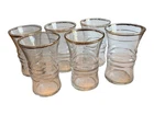 Set of 6 MCM Clear With Gold Rim Anchor Hocking Double Shot Glasses Vintage