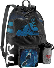 Mesh Swim Backpack 40L Large Gym Gear Bag Drawstring Pool Beach Black
