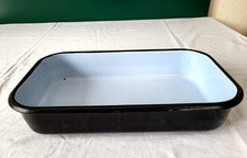 Bräter Auflaufform Vintage mid century Emaille 38 cm x 24 cm schwarz blau Deko